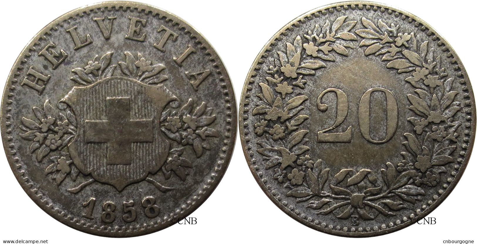 Suisse - Confédération Helvétique - 20 Centimes 1858 B - TTB/XF40 - Mon4142 - 20 Centimes / Rappen