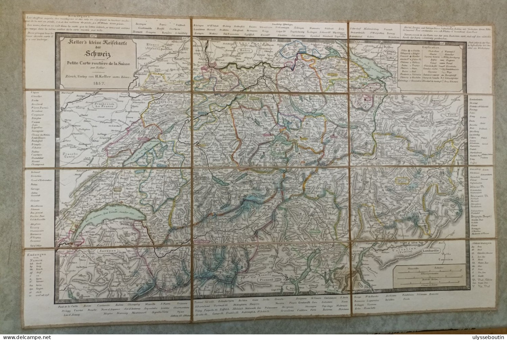 Cartes Routières Suisses Par Keller 1857 - Roadmaps