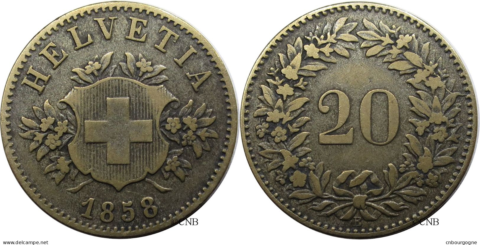 Suisse - Confédération Helvétique - 20 Centimes 1858 B - TTB/XF40 - Mon4143 - 20 Centimes / Rappen