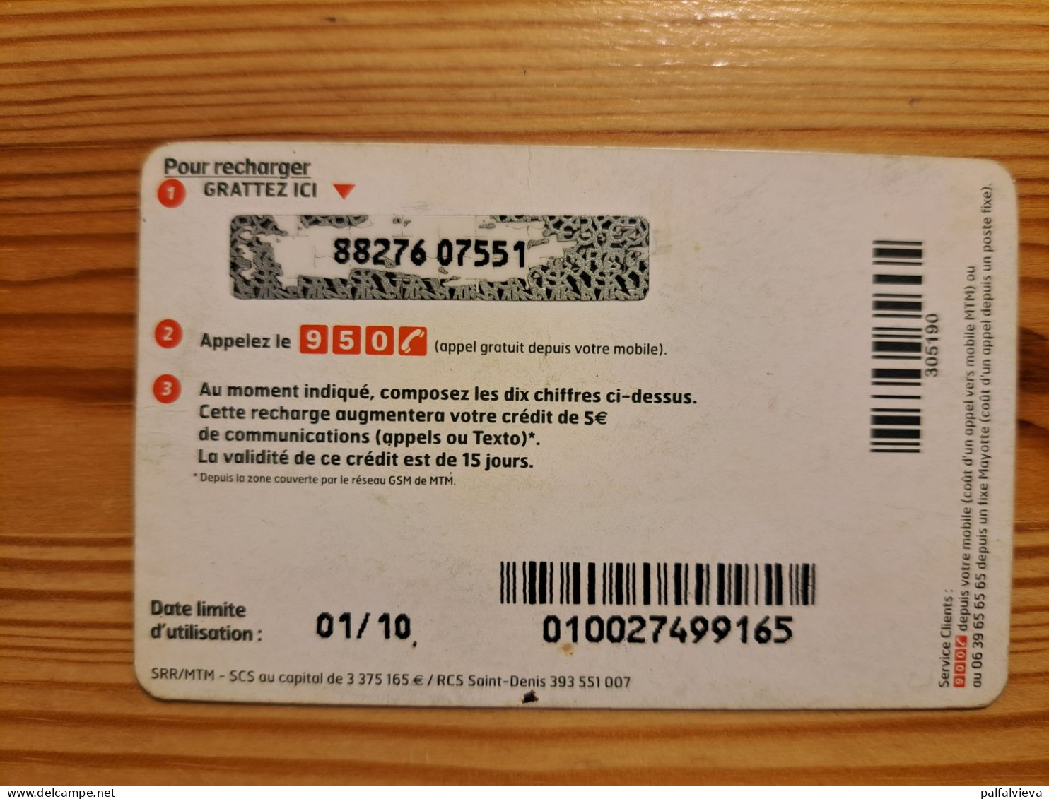 Prepaid Phonecard France, Mayotte, SFR - Nachladekarten (Refill)