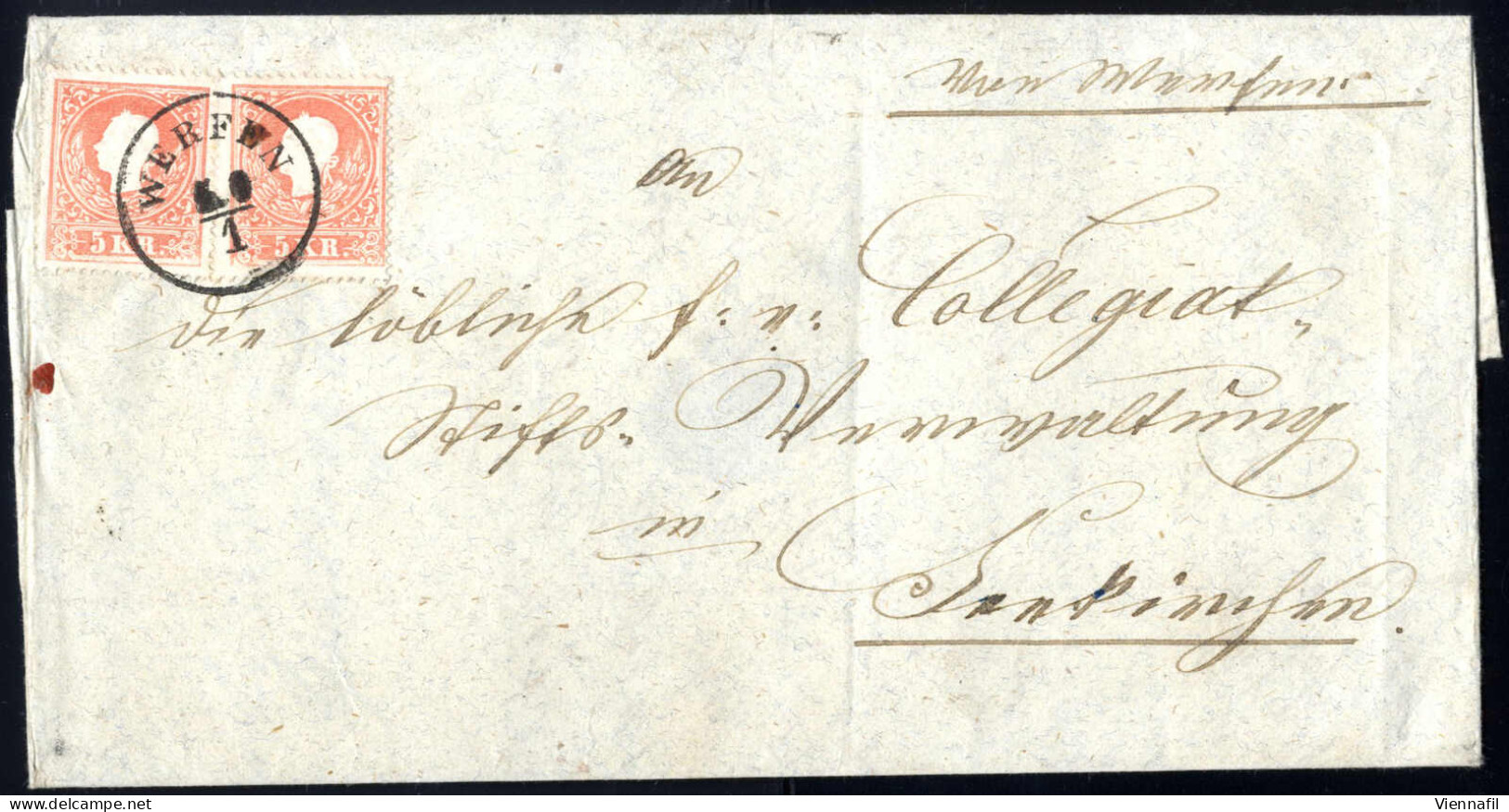 Cover 1861, WERFEN, Einkreisstpl. Auf Mit 5(2) Kr. Frank. Faltbrief, Gesendet über Salzburg Nach Seekirchen, Rs. Durchga - Autres & Non Classés