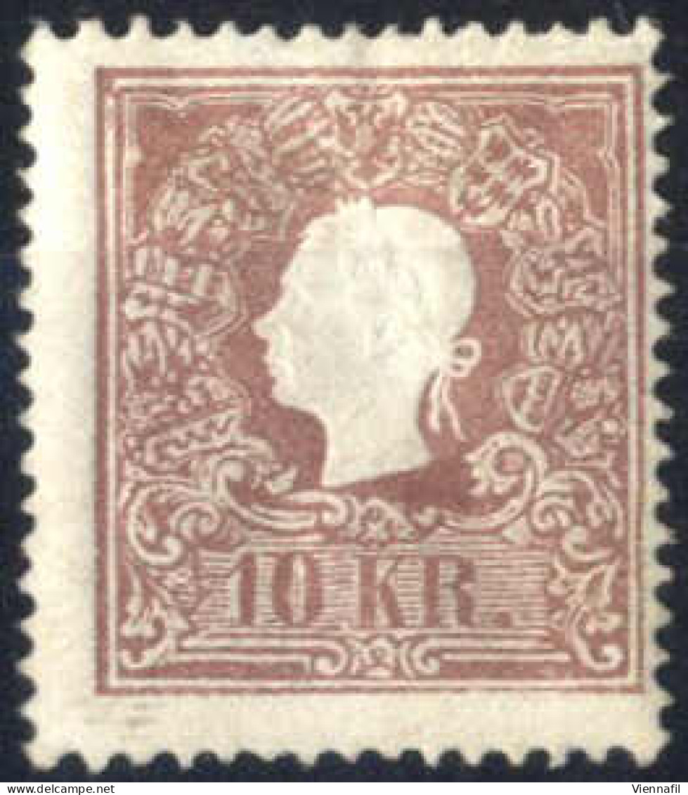 ** 1859, 10 Kr. Braun In Type II, Ungebraucht, Signiert Paul Ferchenbauer Und Attest Dr. Ferchenbauer, ANK 14 IIa - Andere & Zonder Classificatie