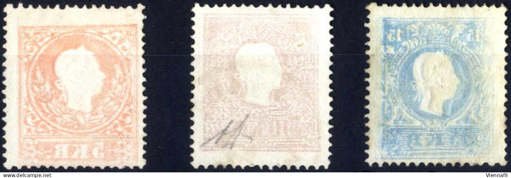 O 1858, 5+10+15 Kr. In Type II, Mit Maschinenabklatsch, Gestempelt, Mi. 13-15 - Andere & Zonder Classificatie