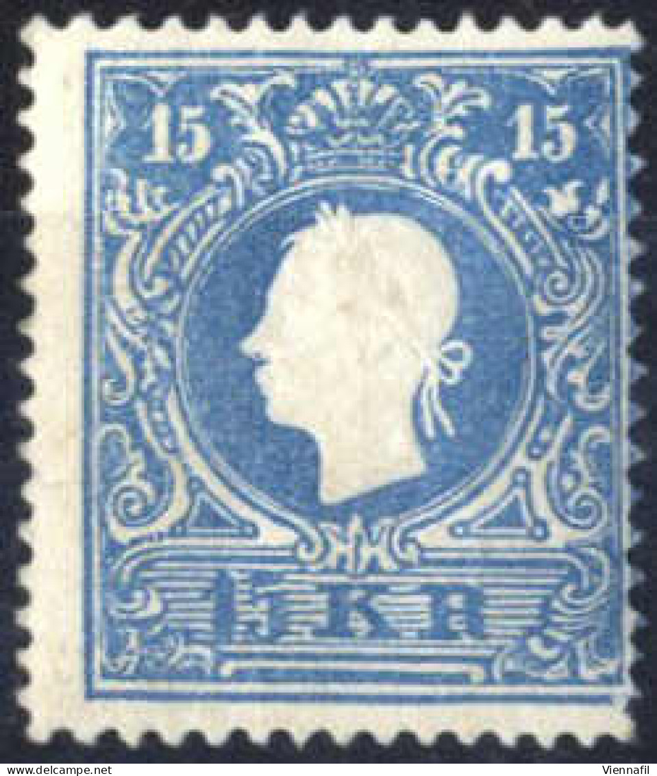 * 1858/59, 15 Kr. Blau In Type II, Rechts Nachgezähnt, Befund Dr. Ferchenbauer, Fe. 15 II - Autres & Non Classés