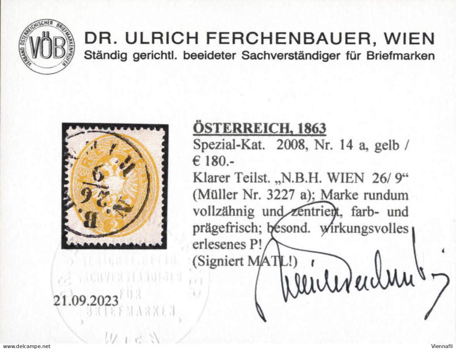 O 1863, 2 Kr. Gelb Mit Teilstempel Von "N.B.H. WIEN..." Und 2 Kr. Dunkelgelb Mit Teilstempel Von "GRAZ", Je Mit Befund D - Sonstige & Ohne Zuordnung