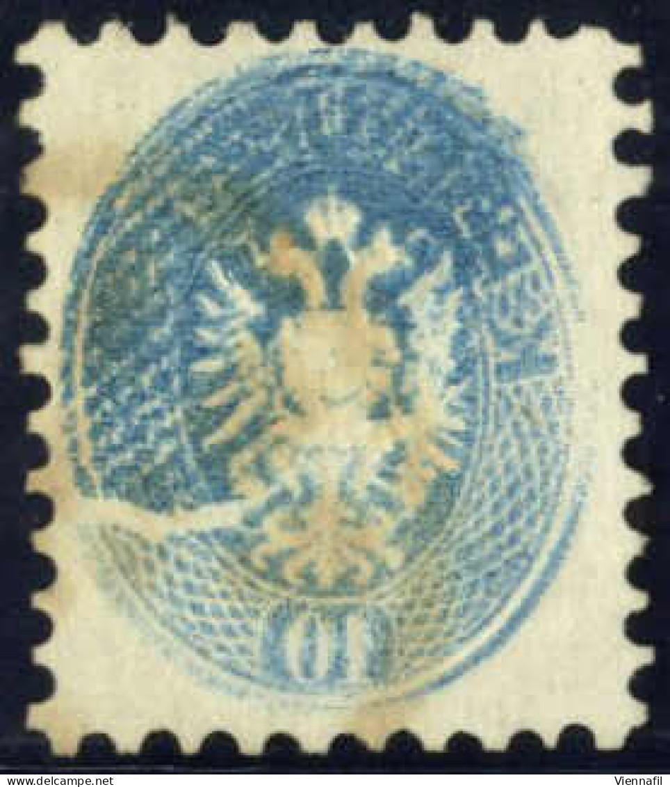 O 1863/64, 10 Kr. Blau, Mit Besonders Starkem Maschinen-Abklatsch, Der Bis Zu Zwei Drittel Doppelt Und Leicht Verschoben - Other & Unclassified