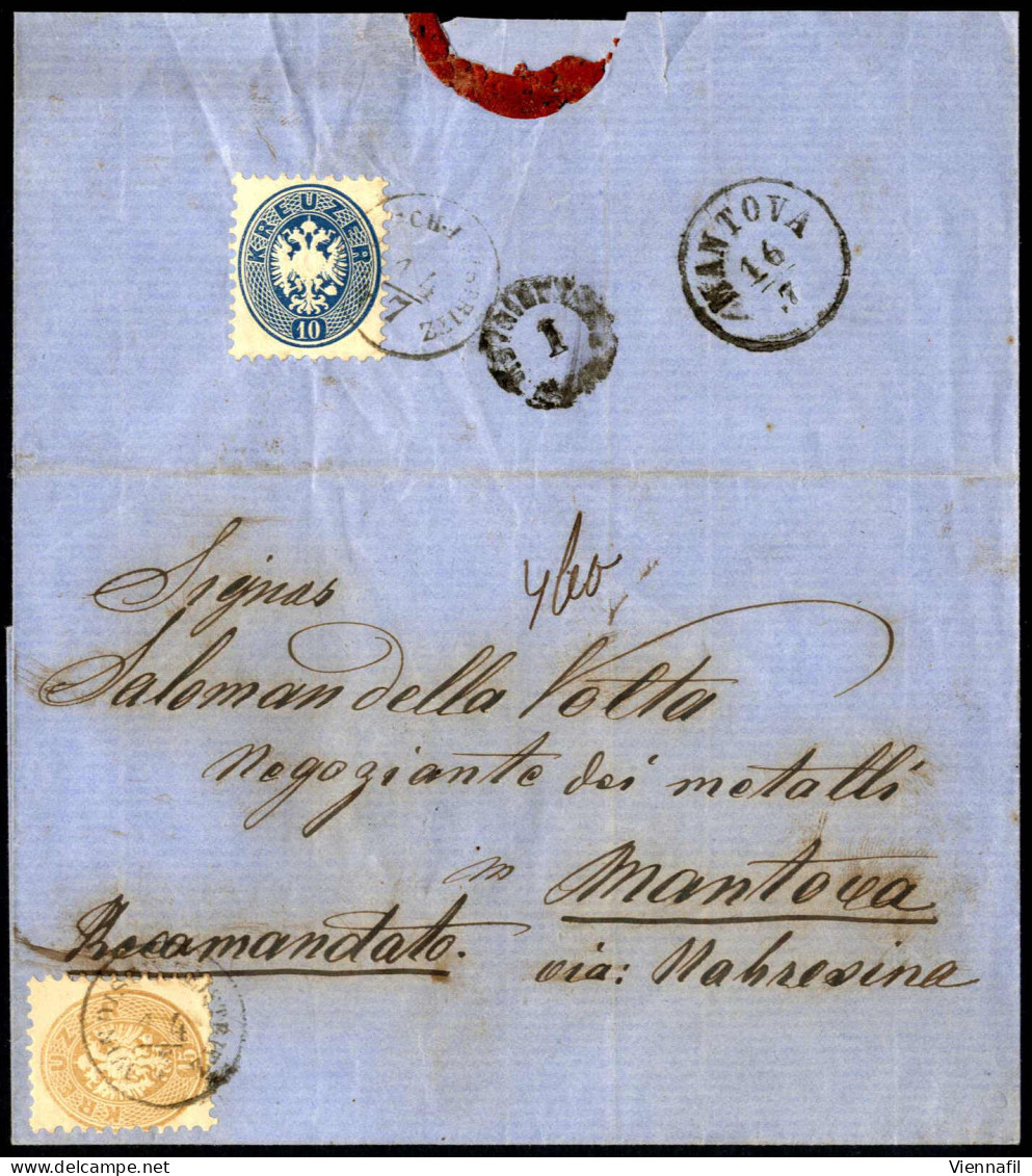 Cover 1865, Eingeschriebener Brief Von Windisch-Stritritz Am 14.7. Nach Mantova, Frankiert Mit Wappen Im Oval 10 Kr Vord - Other & Unclassified