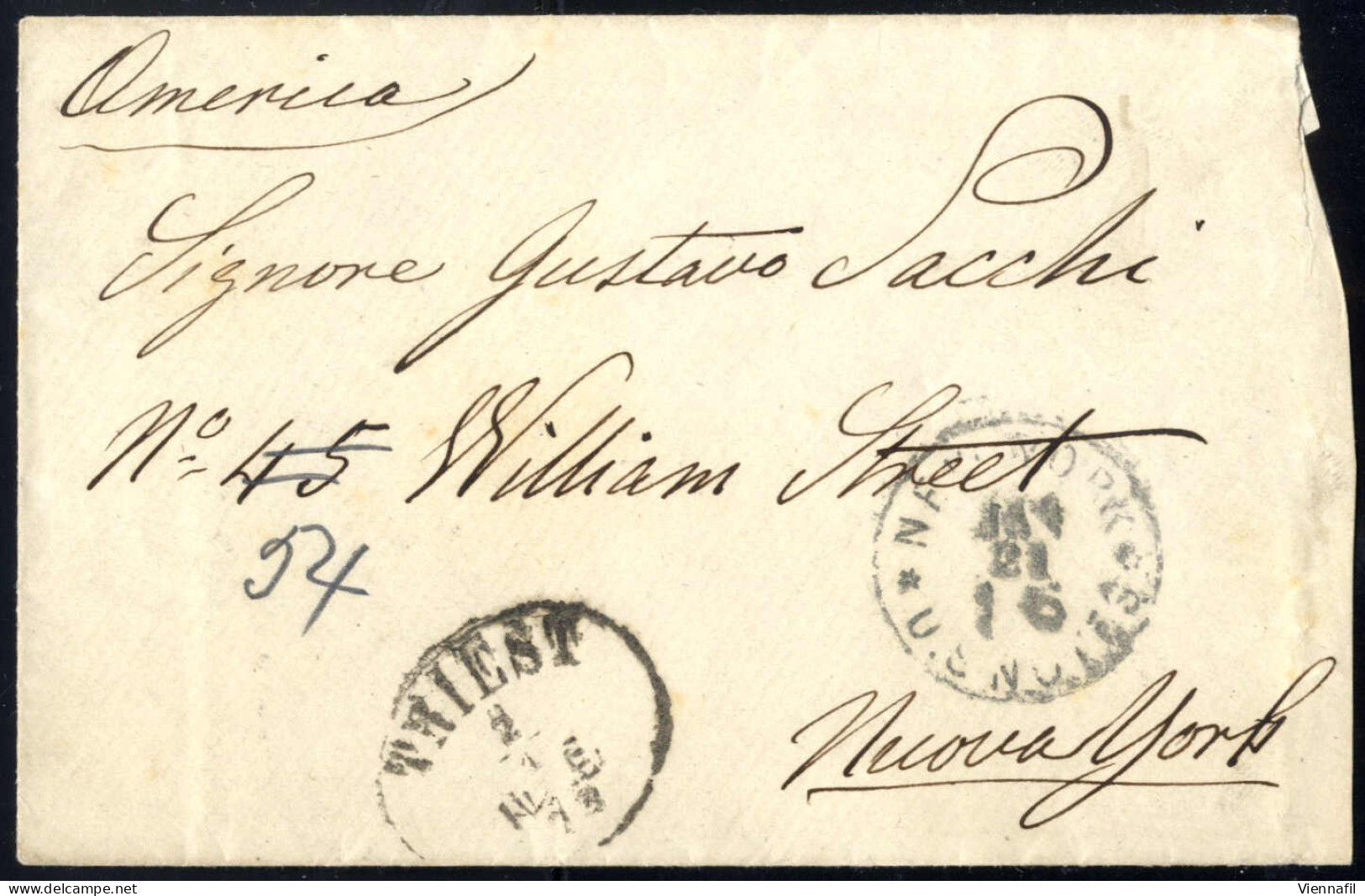 Cover 1873, TRIEST.....; Ovalstempel Auf Kleinem Kuvert Ohne Taxvermerke, Rechts Geöffnet - Autres & Non Classés