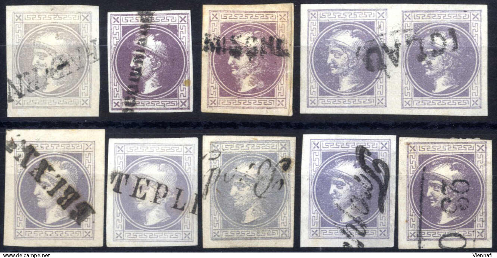 O 1867, LANGSTEMPEL Auf Acht 8 Marken Und Einem Paar Nr. 42 I Bzw. Nr. 42 II In Verschiedenen Untertypen Je Mit Seltenem - Dagbladen