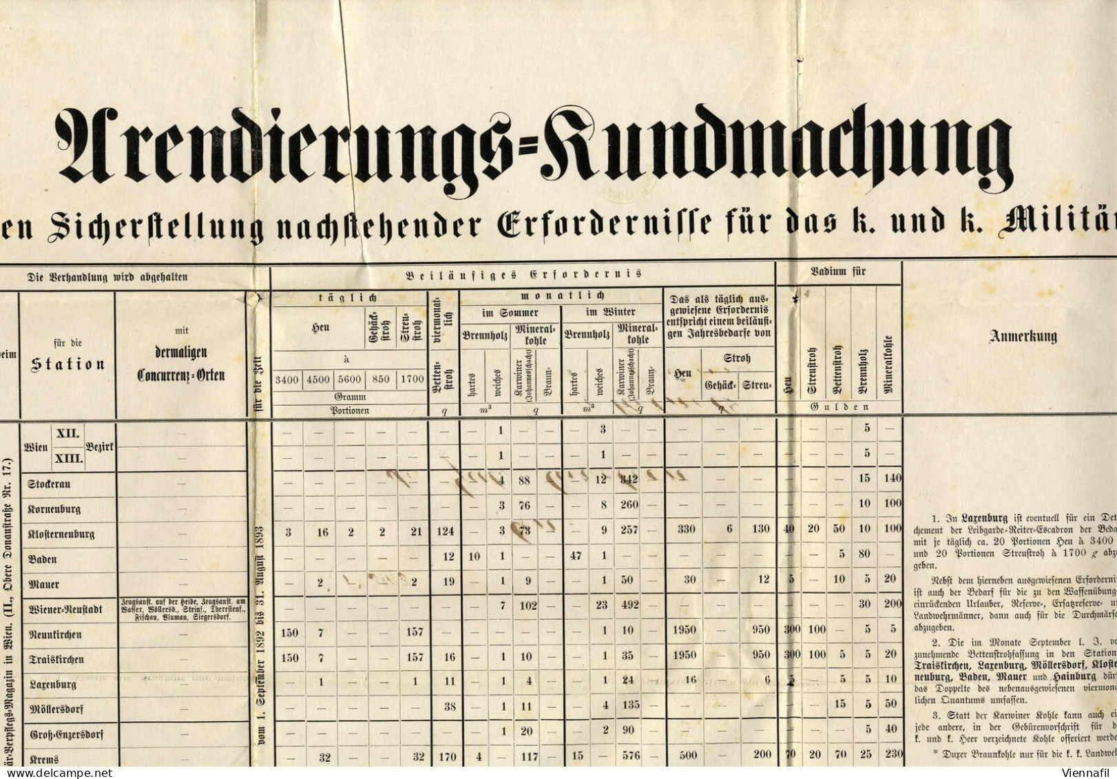 Cover 1892, Militär-Verpflegungs-Magazin Von Wien Vom 8.7. Nach Sokolnitz Frankiert Mit Kaiserkopf 2 Kr. Braun, ANK 51 - Andere & Zonder Classificatie