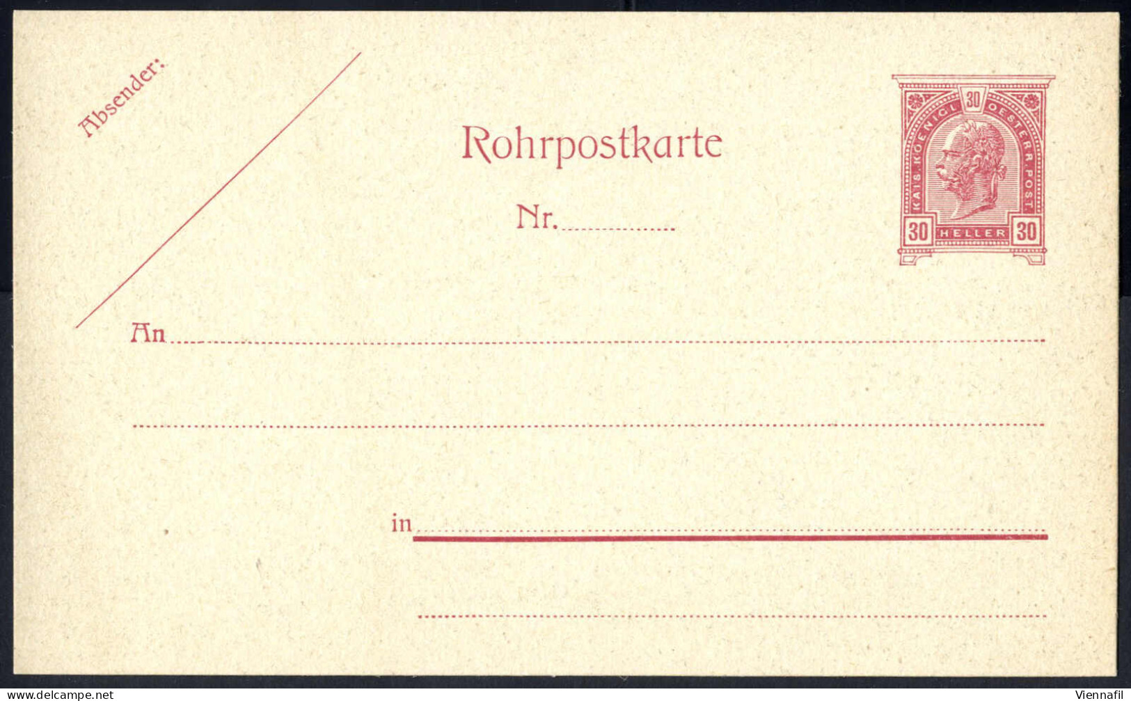 Cover 1905, Probedrucke Der Rohrpostkarte Mit Antwortteil, Je Mit 30 Heller KFJ Im Türbogenmuster, Zweisprachig, Sowie Z - Other & Unclassified