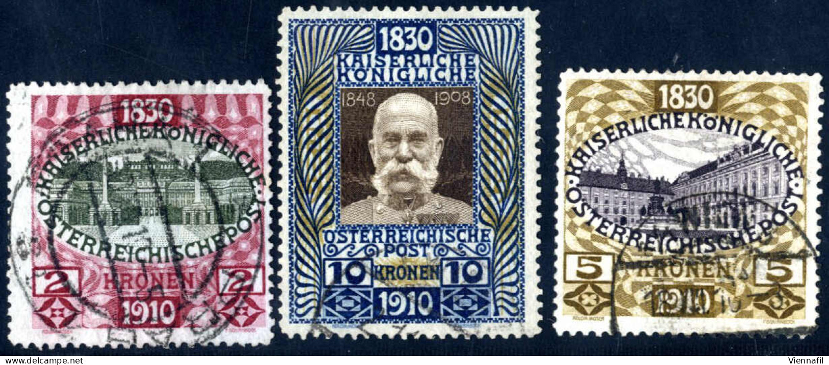 O 1910, 80. Geburtstag Kaiser Franz Josephs, Die Drei Höchstwerte 2 Kr., 5 Kr. Und 10 Kr. Sauber Gestempelt, Einwandfrei - Autres & Non Classés