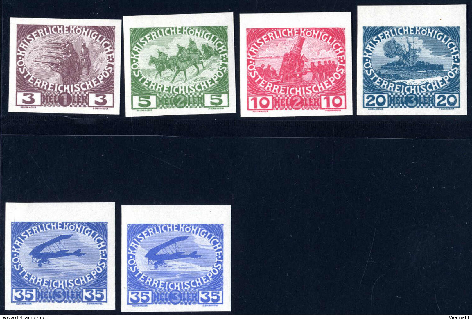 ** 1915, Kriegswitwen Und Waisen, Komplette Serie 6 Werte (35 Heller Beide Nuancen), Ungezähnt Postfrisch, ANK 180-184 A - Other & Unclassified