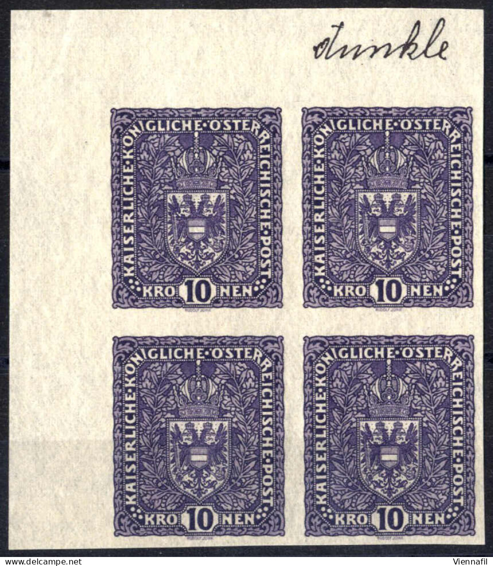 Bof/(*) 1916, Freimarken, Kronenwerte, Komplette Serie 4 Werte Der Dunklen Farben In Ungezähnten Eckrand Viererblöcken,  - Altri & Non Classificati