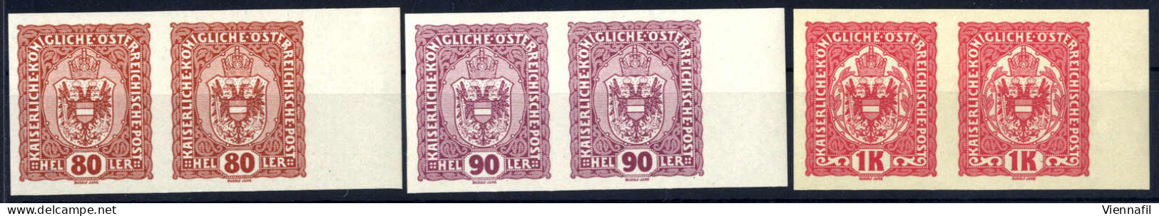 ** 1916, Kaiser, Kaiserkrone Und Wappen, Komplette Serie Der 15 Werte In Waagrechten Paaren Vom Rechten Rand, Postfrisch - Altri & Non Classificati