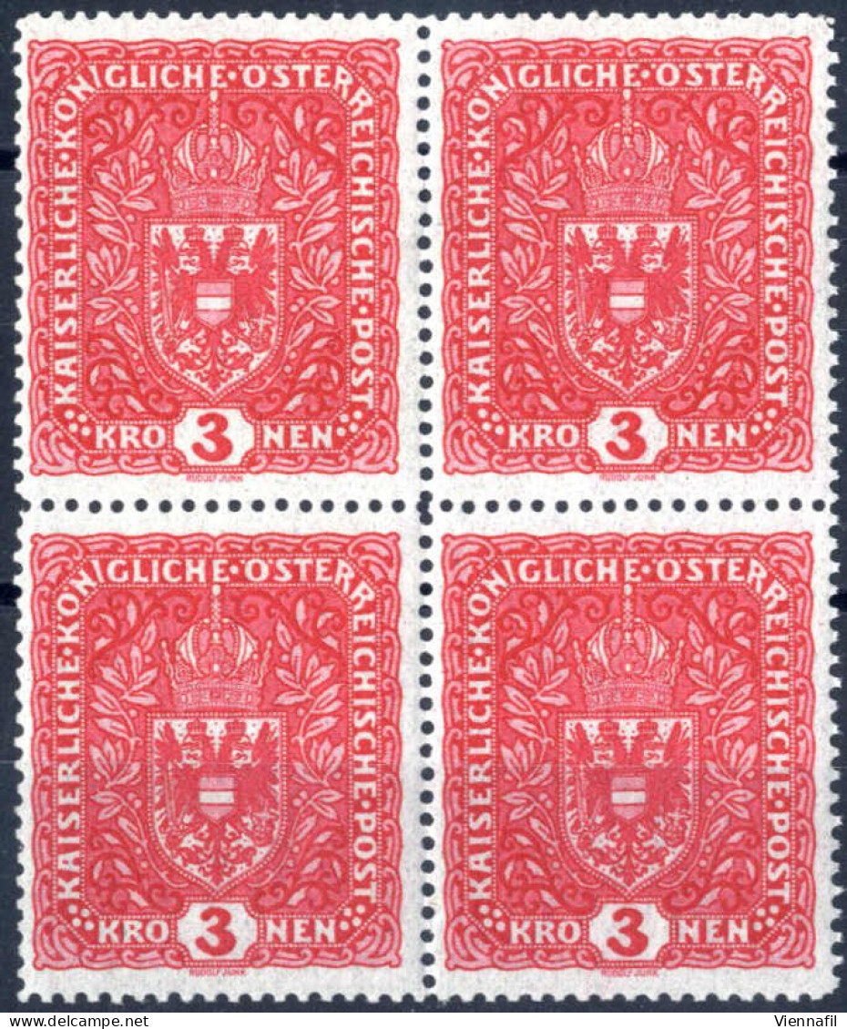 **/bof 1917, Wappenzeichnung, 3 Kronen Hellkarmin Auf Grauem Papier, Postfrischer Viererblock, ANK. 205z - Other & Unclassified