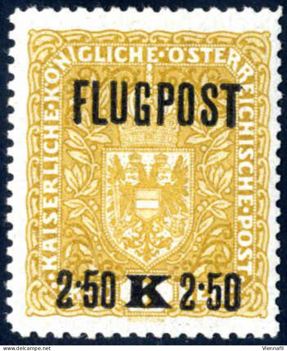 ** 1918, "FLUGPOST 2.50 K 2.50" Auf 3 K. Olivgelb, LZ 11½, Seltene Marke; Postfrisch In Einwandfreier Erhaltung (ANK. 22 - Autres & Non Classés