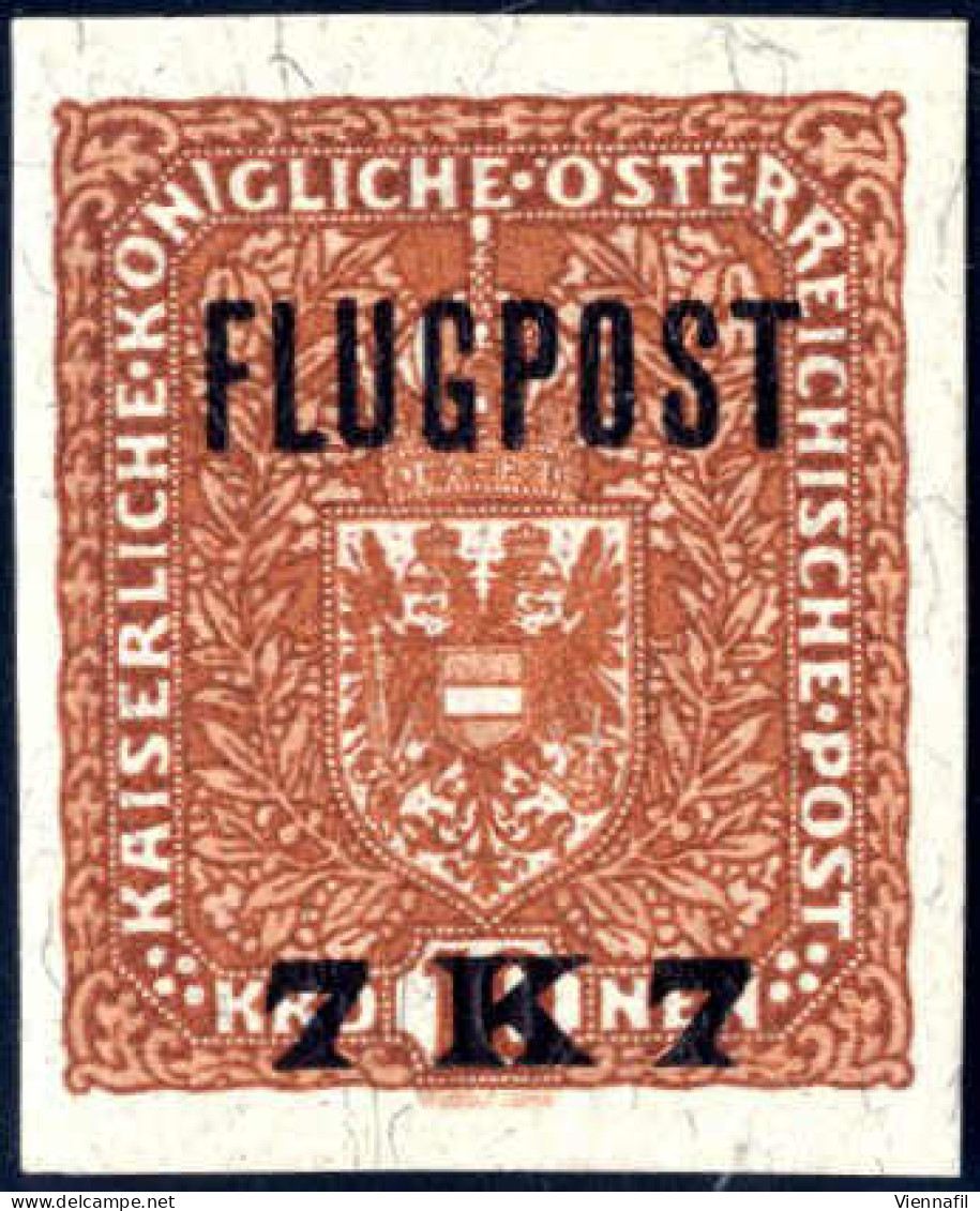 ** 1918, Flugpostmarke 7 Kronen Auf 10 Kr. Rotbraun, Nicht Verausgabtes Ungezähntes Postfrisches Prachtexemplar, ANK (3) - Sonstige & Ohne Zuordnung