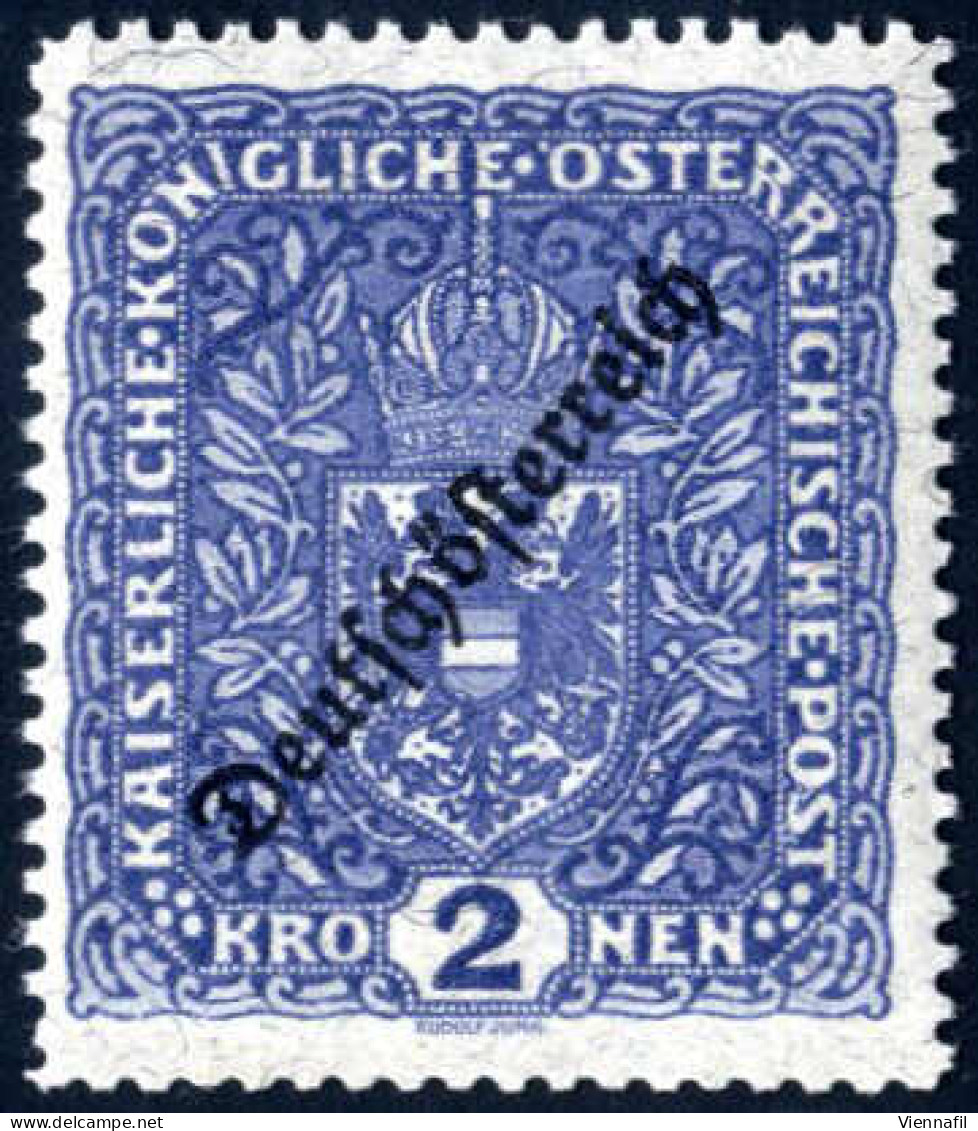 ** 1919, Freimarke 2 Kronen In Seltener Farbe Dunkelviolettultramarin, Postfrisch, Diagonale Papierfalte Ist Produktions - Andere & Zonder Classificatie