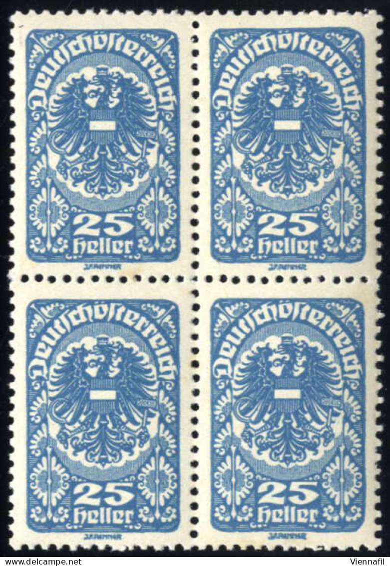 ** 1919, Freimarken, 25 Heller Hellblau Im 4er-Block, Befund Soecknick Kat. Nr. 265 Xd - Andere & Zonder Classificatie