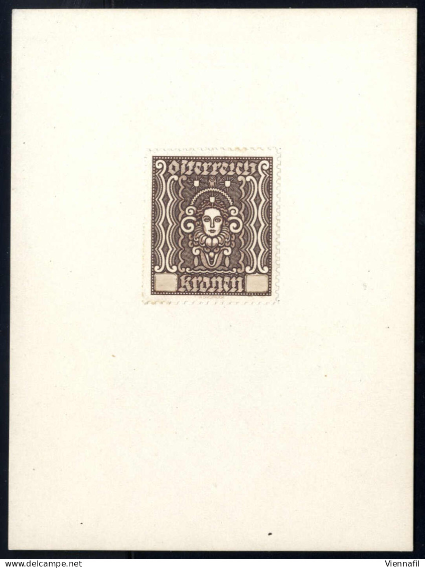 (*) 1922, Frauenkopf, Brauner Probedruck Der 20 Kronen In Anderer Zeichnung Mittig Kronen Und Die Wertangabe Ausgeschnit - Autres & Non Classés