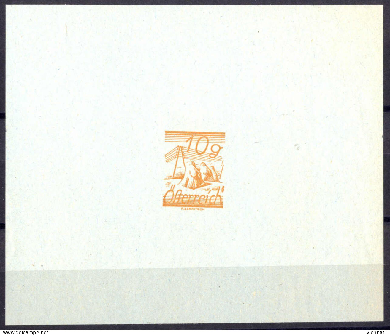 (*) 1925, Ziffer, 10 Gr. Ocker Im Gezähnten Einzelabzug Auf Grünem Papier, Ohne Gummi Wie Hergestellt, ANK 462 PU - Autres & Non Classés
