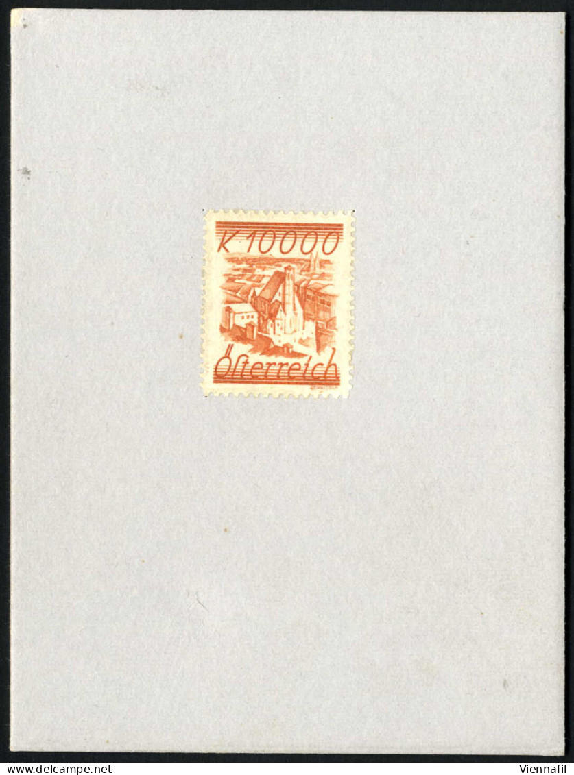 (*) 1925/30, Ziffer Mit Nominale 10.000 Kronen In Braunrot, Gezähnter Probedruck Auf Vorlagekarton - Autres & Non Classés