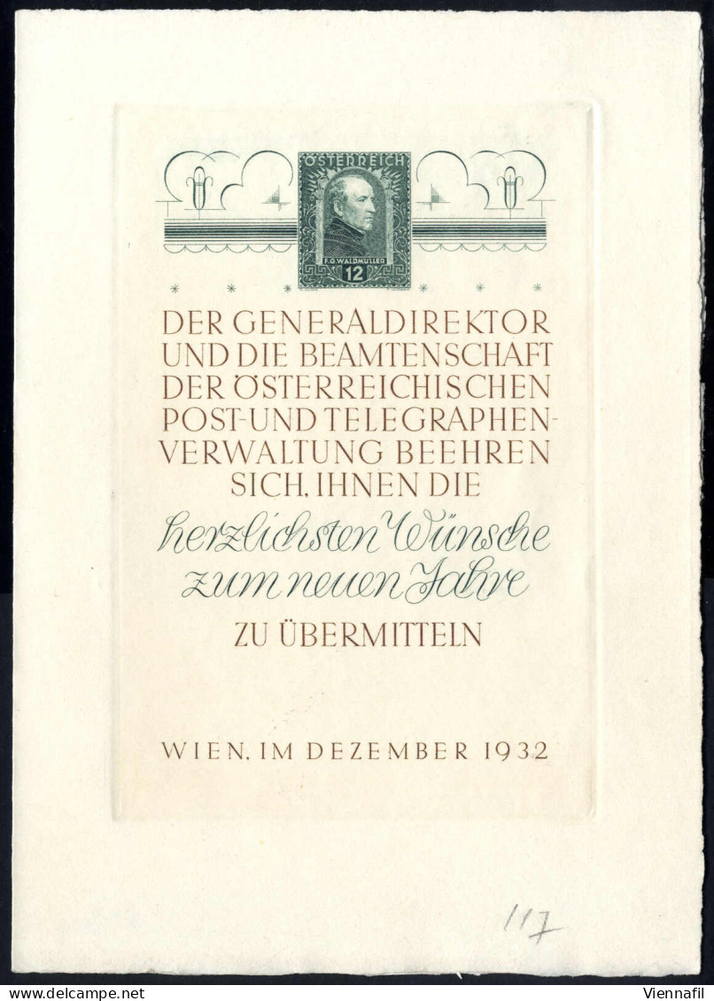 (*) 1932, F.G. Waldmüller, Ungezähnt Auf Büttenpapier Als Neujahrsgeschenkheft, Attest Stari, Sehr Selten, ANK 545 PU - Other & Unclassified