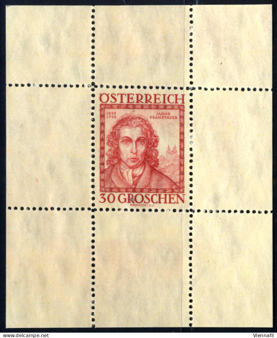 (*) 1934, Baumeister, 30+30 Gr. Karmin Im Gezähnten Einzelabzug Ohne Gummi Wie Hergestellt, ANK 593 PII - Sonstige & Ohne Zuordnung