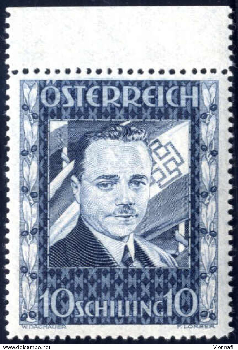 ** 1936, Dollfuß, 10 S Dunkelblau, Postfrisches Oberrandstück, ANK 588 - Autres & Non Classés