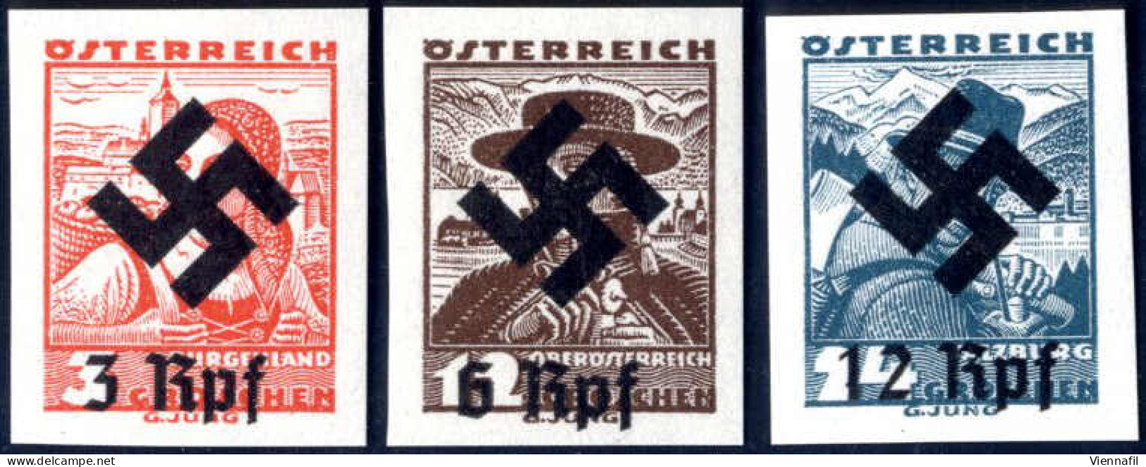 ** 1938, Volkstrachten Mit Überdruck Hakenkreuz, Komplette Serie 3 Werte Ungezähnt Postfrisch, ANK (6) A,b,d / 1300,- - Autres & Non Classés