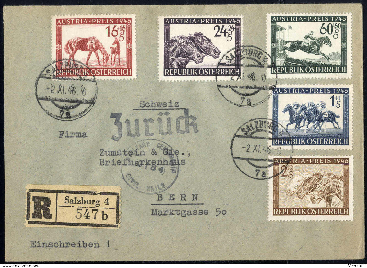 Cover 1946/49, Vier Briefe (2 Eingeschrieben), Alle Zurück, Drei Mit Verstoßzettel (im Brief) Wegen Verbotener Beilagen  - Other & Unclassified