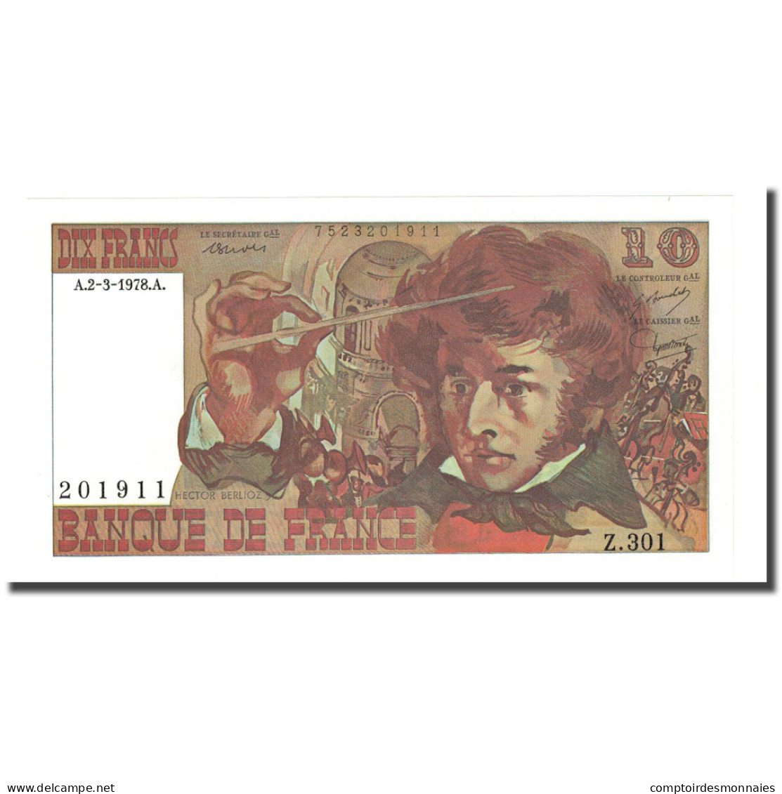 France, 10 Francs, Berlioz, 1978-03-02, NEUF, Fayette:63.23, KM:150c - 10 F 1972-1978 ''Berlioz''