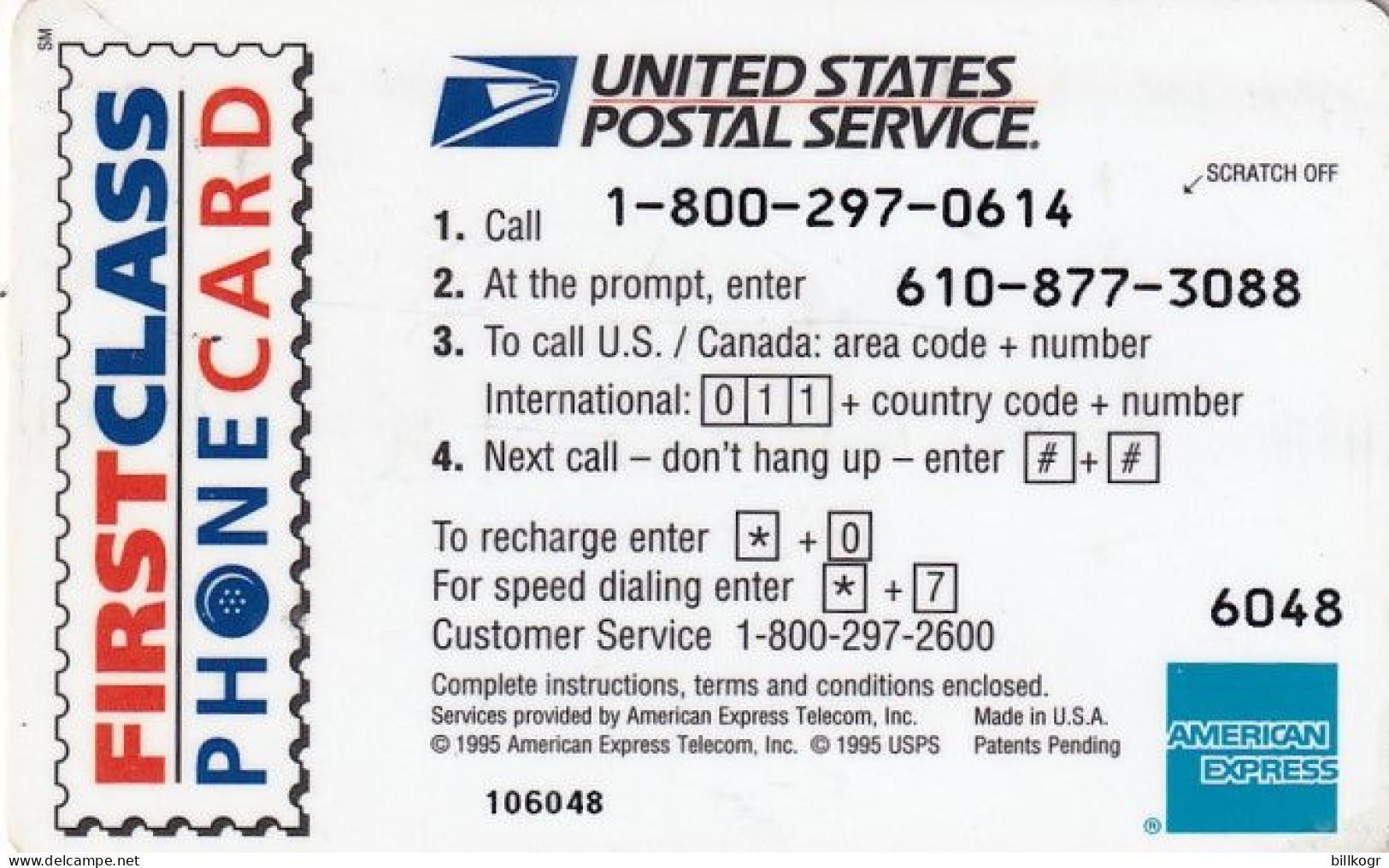USA - Dog, Love, U.S.Postal Service/American Express Telecom Prepaid Card $5, Mint - Andere & Zonder Classificatie