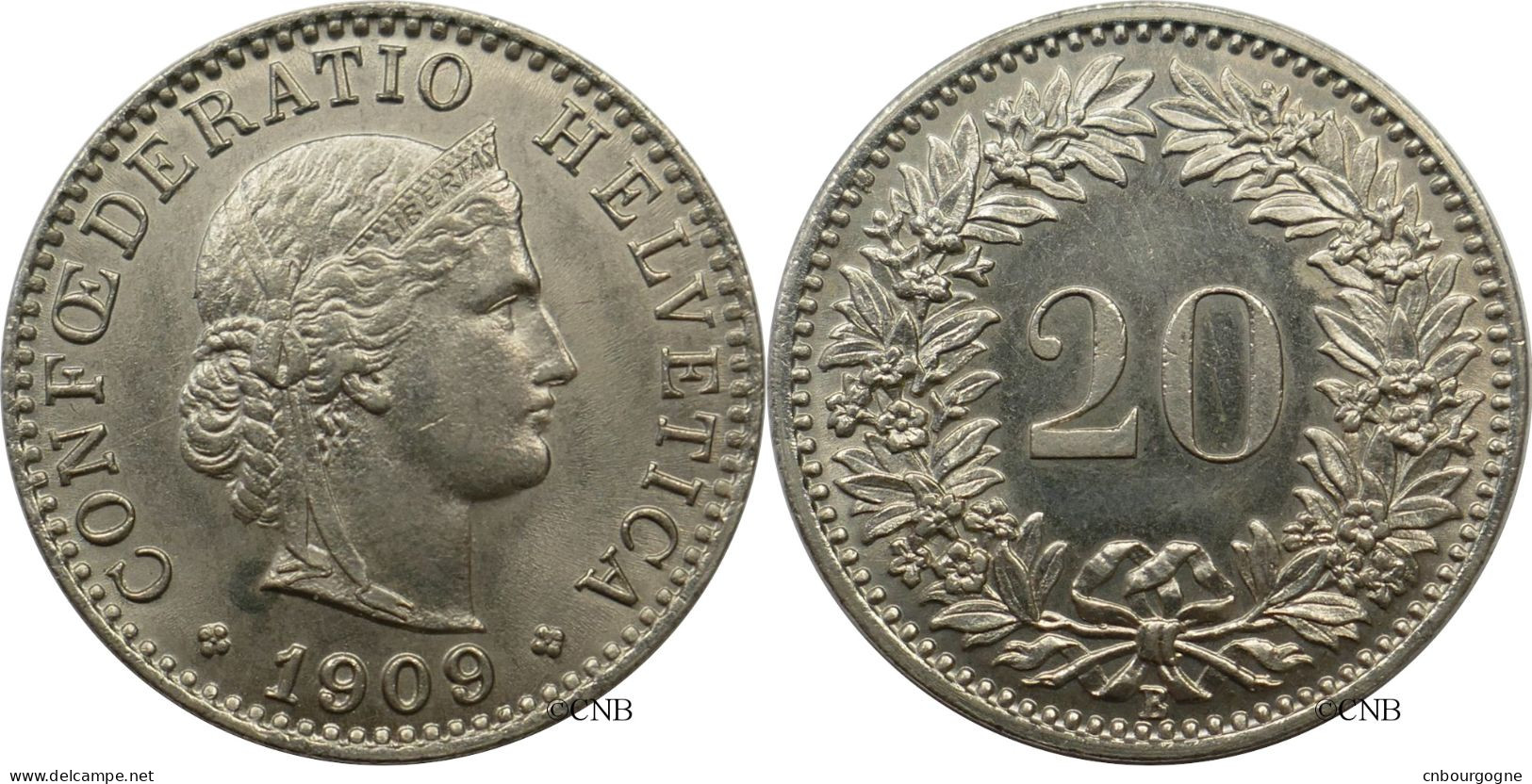 Suisse - Confédération Helvétique - 20 Centimes 1909 B - SUP+/MS62 - Mon5893 - 20 Rappen