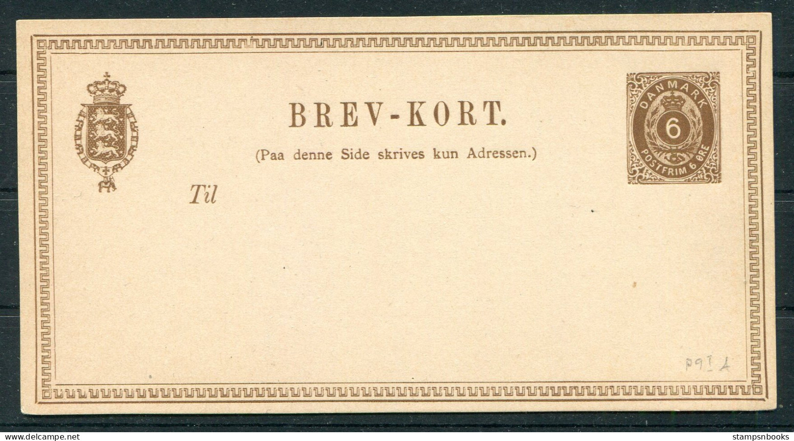 1870s Denmark 6ore Stationery Postcard Brev-Kort - Postal Stationery