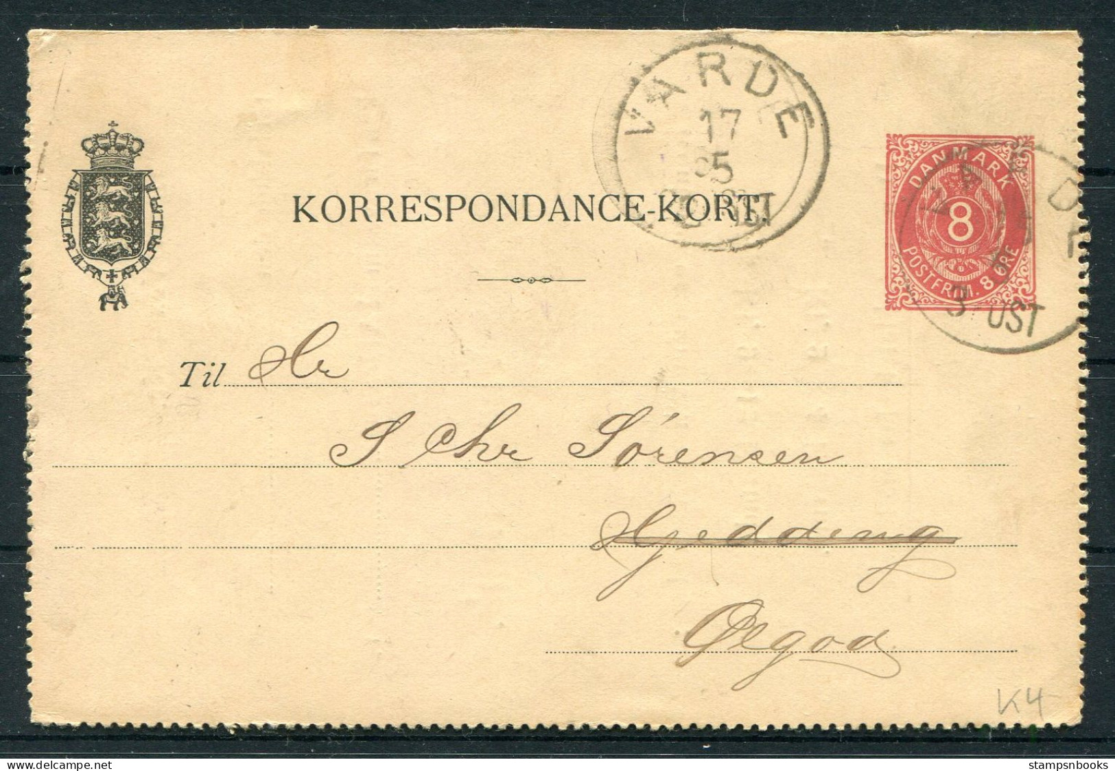Denmark 8ore Stationery Lettercard (Front Only) Korrespondance-Kort Varde Bank  - Storia Postale