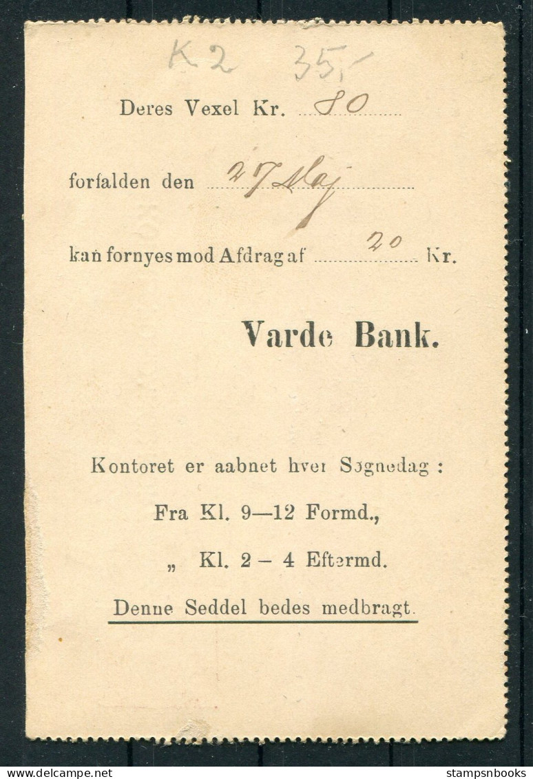 Denmark 8ore Stationery Lettercard (Front Only) Korrespondance-Kort Varde Bank  - Brieven En Documenten