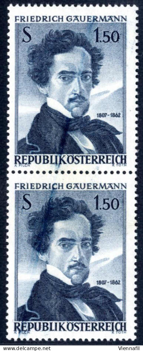 ** 1962, 1,50 Schilling, Friedrich Gauermann, Senkrechtes Paar Mit Farbverwischungsstrich über Beide Marken, Postfrisch, - Other & Unclassified