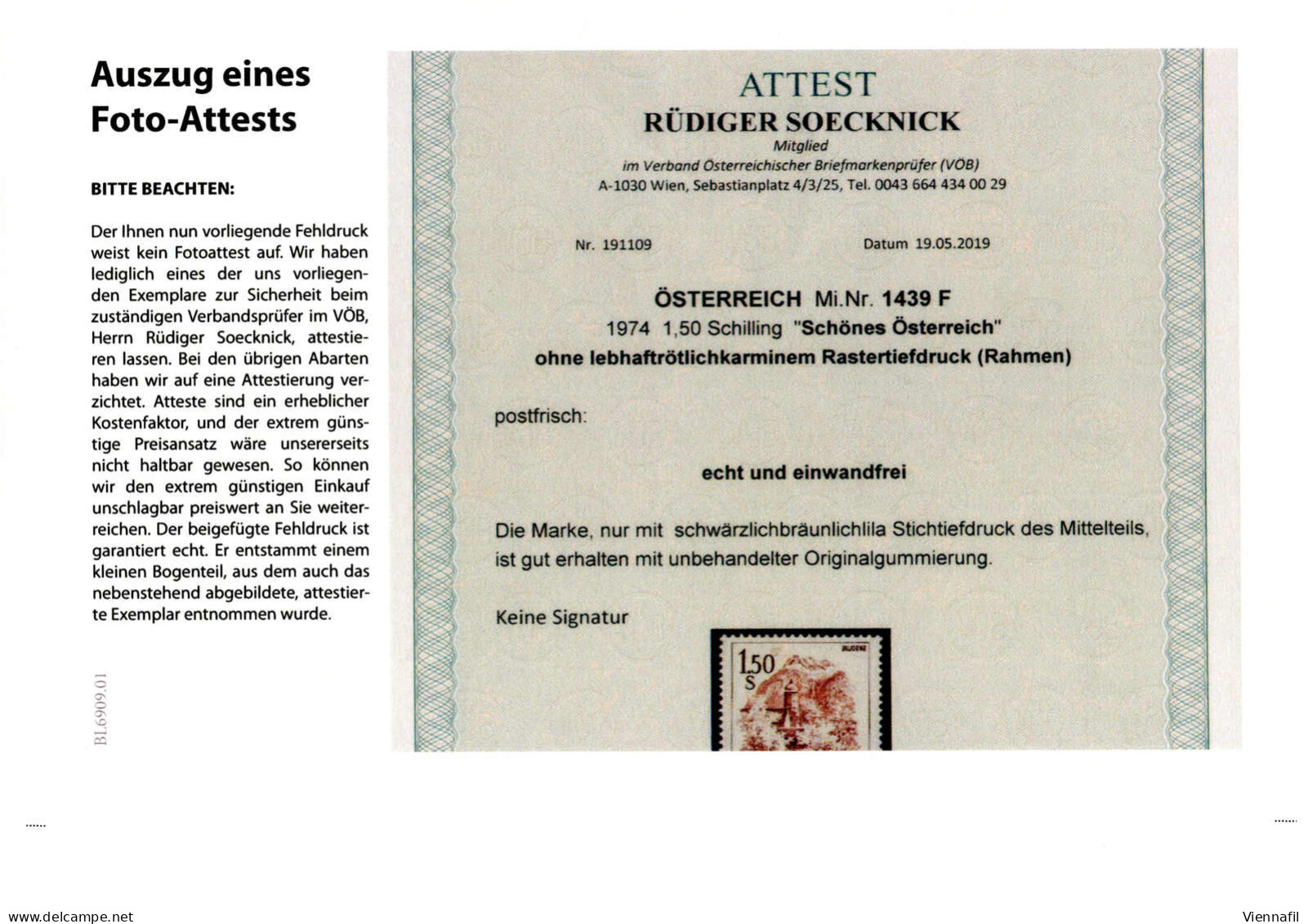 ** 1973/78, schönes Österreich, 13 Top-Abarten Österreichs, vier Atteste Soecknick, ANK 1582, 1583, 1584, 1586-1588,1591