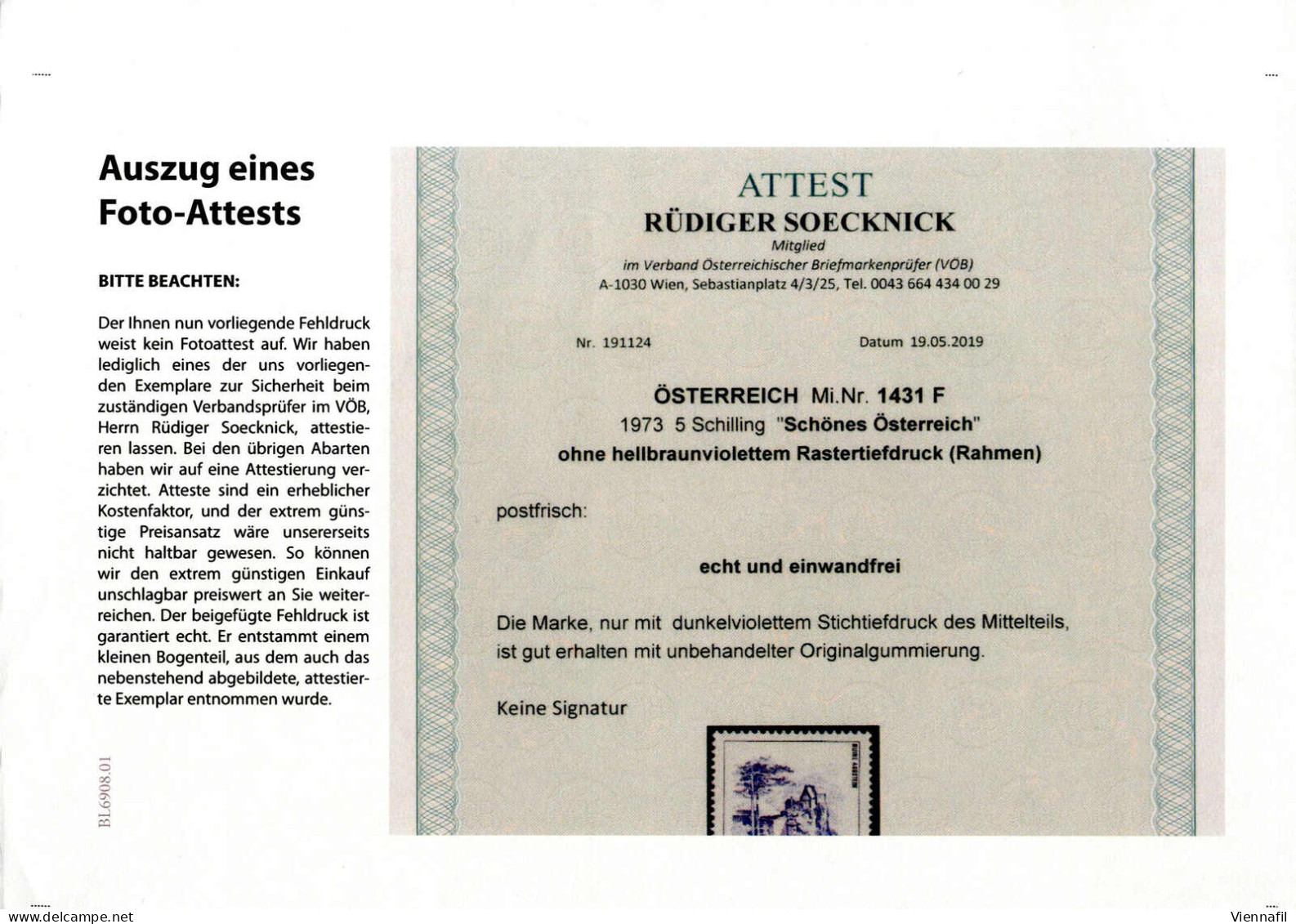 ** 1973/78, schönes Österreich, 13 Top-Abarten Österreichs, vier Atteste Soecknick, ANK 1582, 1583, 1584, 1586-1588,1591