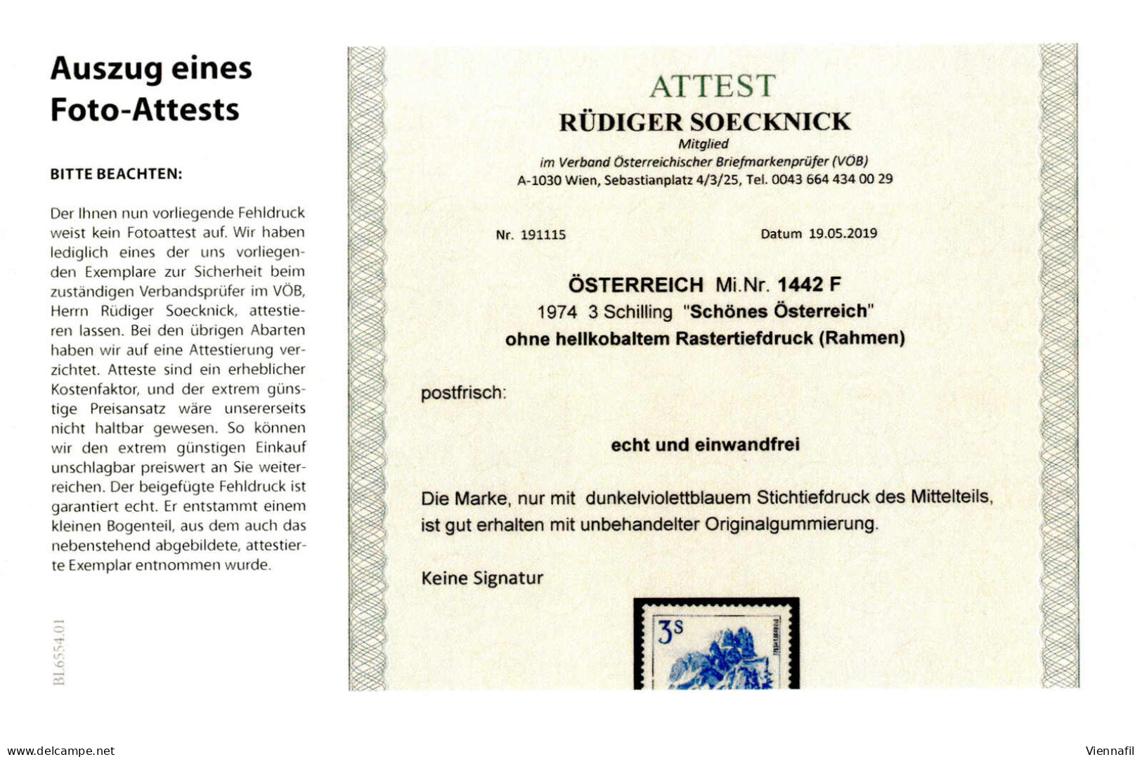 ** 1973/78, schönes Österreich, 13 Top-Abarten Österreichs, vier Atteste Soecknick, ANK 1582, 1583, 1584, 1586-1588,1591