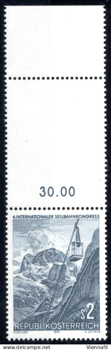 ** 1975, 4. Internationaler Seilbahnkongreß Ohne Rotdruck Mit Anhängendem Leerfeld, Postfrische, Attest Soecknick, Selte - Otros & Sin Clasificación