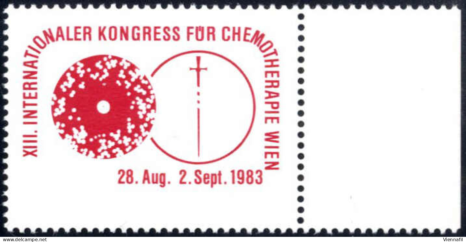 ** 1983, 5,00 S, "Internationaler Chemotherapiekongress" OHNE GRÜNDRUCK, Postfrisches Randstück, In ANK Und Michel Nicht - Sonstige & Ohne Zuordnung