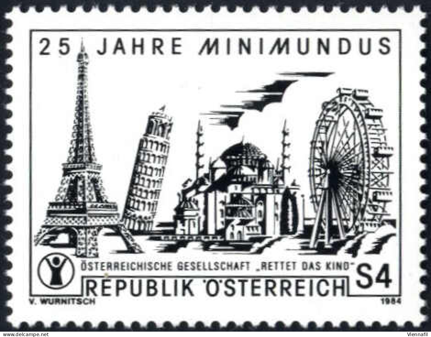 ** 1984, Minimundus, 4 S Nur Schwarzdruck, ANK 1816 - Sonstige & Ohne Zuordnung