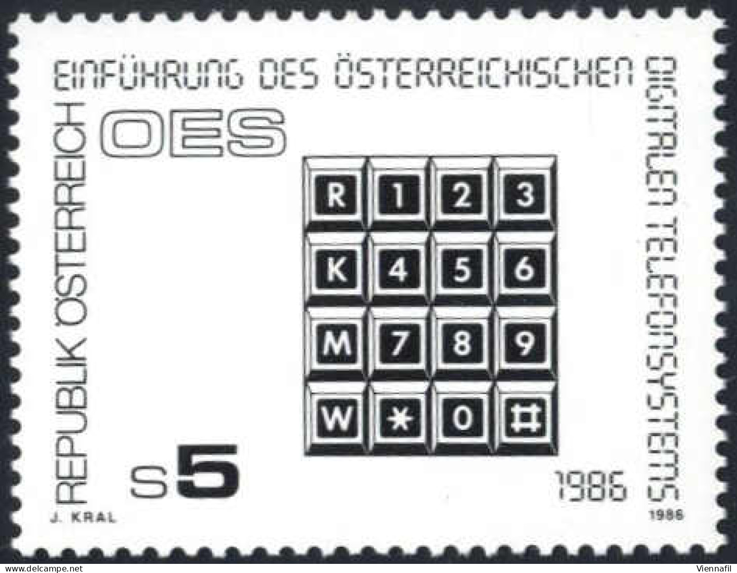 ** 1986, Digitales Telefon-Wählsystem, 5 S Nur Schwarzdruck, ANK 1869 - Andere & Zonder Classificatie