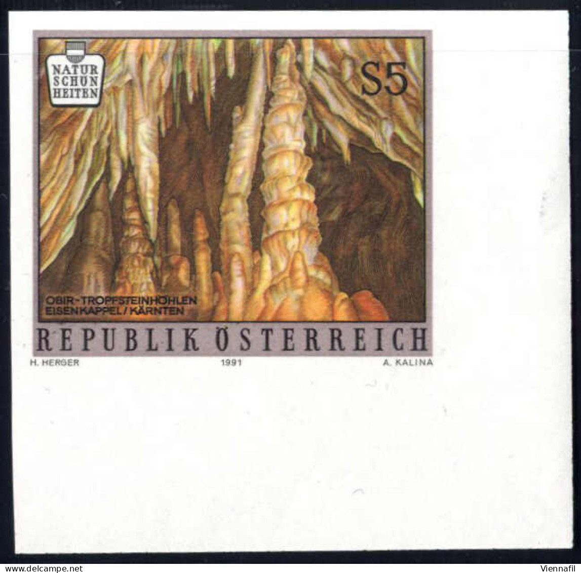 ** 1991, Obir-Tropfsteinhöhlen, 5 S Von Der Rechten Unteren Ecke, Ungezähnt Postfrisch, ANK 2054 U - Autres & Non Classés