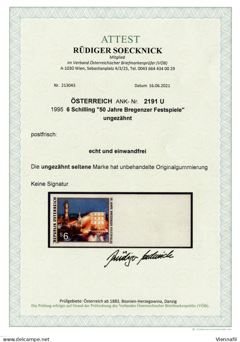 ** 1995, 6 S., 50 Jahre Bregenzer Festspiele, Ungezähnt, Attest Soecknick, Kat. Nr. 2191 U - Other & Unclassified