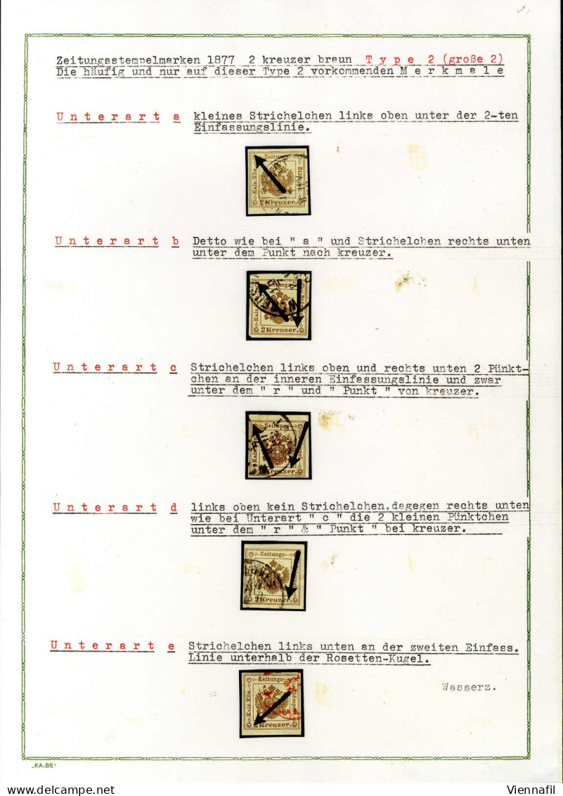 O 1877, 2 Kreuzer Braun Type 2 (große 2) Die 5 Untertypen Gestempelt, Ex Gaube, ANK 6 II - Periódicos