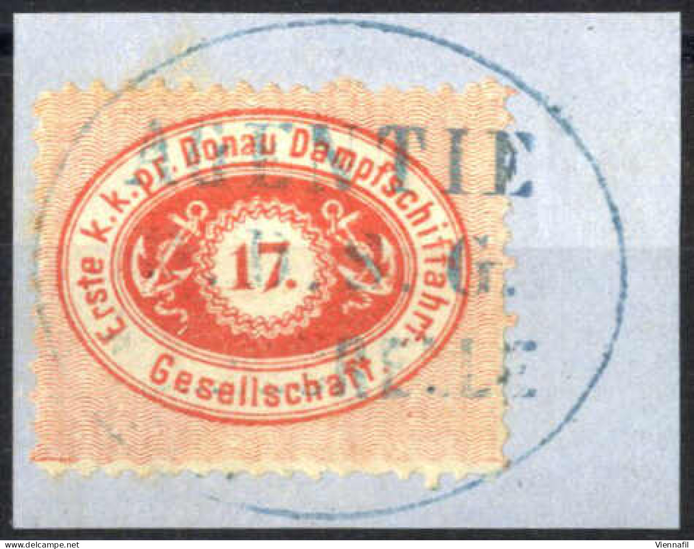 Piece 1866/67, 17 Kr. Scharlachrot Gez. 12 Auf Briefstück Entwertet "Agentie/DDSG/ T. Magurelle", Signiert Pfenninger, A - Compañía De Barcos De Vapor Del Danubio (DDSG)